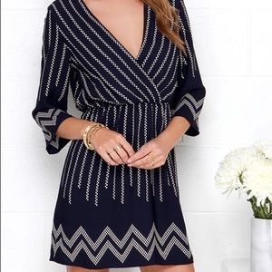 Lulu's Dresses - Lulus Navy Blue Print Dress Lulu's Dresses - Lulus Navy Blue Print Dress